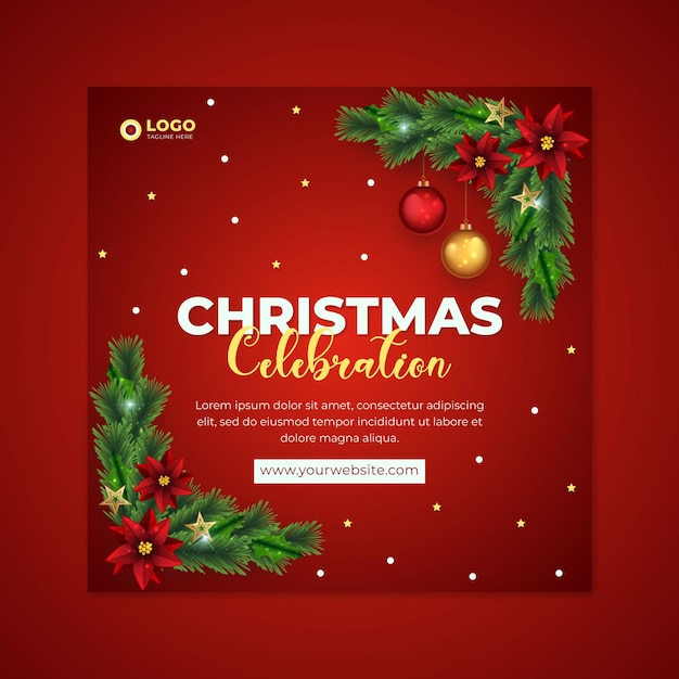 Vector merry christmas party poster and social media design