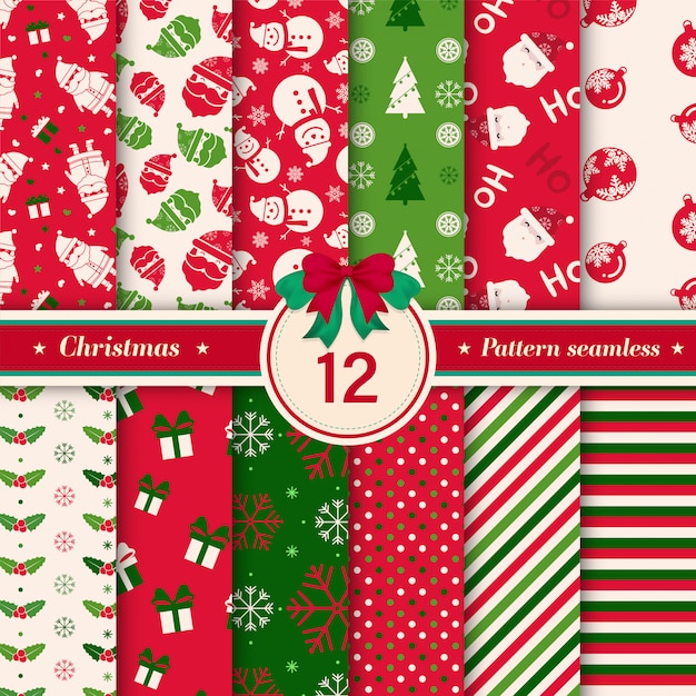 Merry Christmas pattern seamless collection.