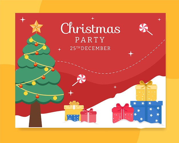merry christmas photocall template hand drawn cartoon flat illustration