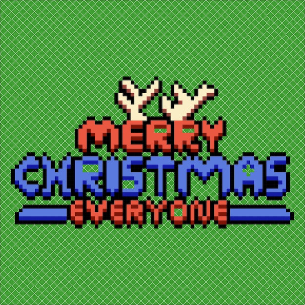 Vector merry christmas pixel art design