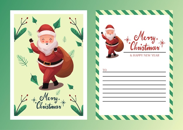 Merry Christmas postcard template design