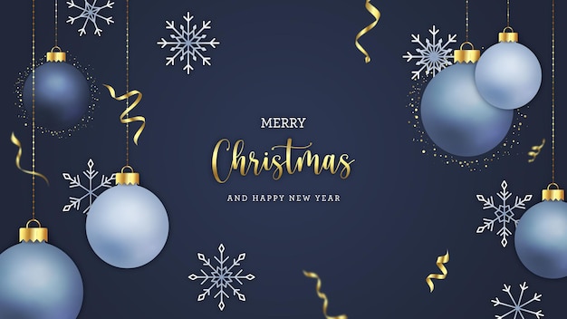 С рождеством христовым открытка с шарами и блеском