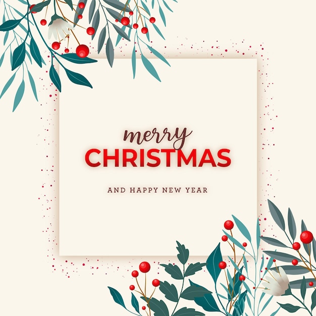 Vector merry christmas postcard with nature