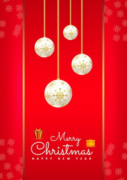 Merry christmas poster with ball and red colour