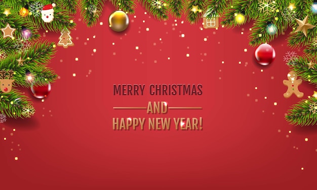 Merry christmas poster with glitter with gradient mesh vector illustration