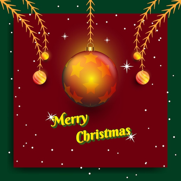 С Рождеством Христовым плакат с украшениями из звездных фонарей и листьев и снежных звезд