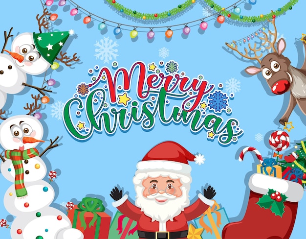 Merry Christmas poster with Santa Claus and Christmas ornament