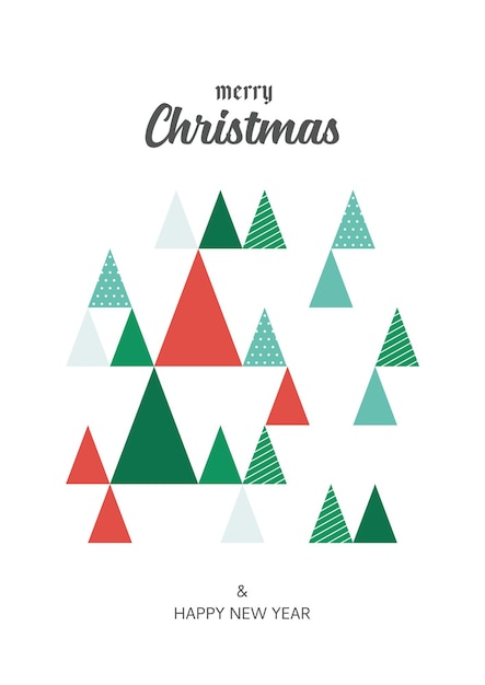 Merry Christmas poster with triangle pattern decoration