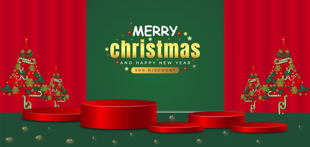 Vector merry christmas product display banner