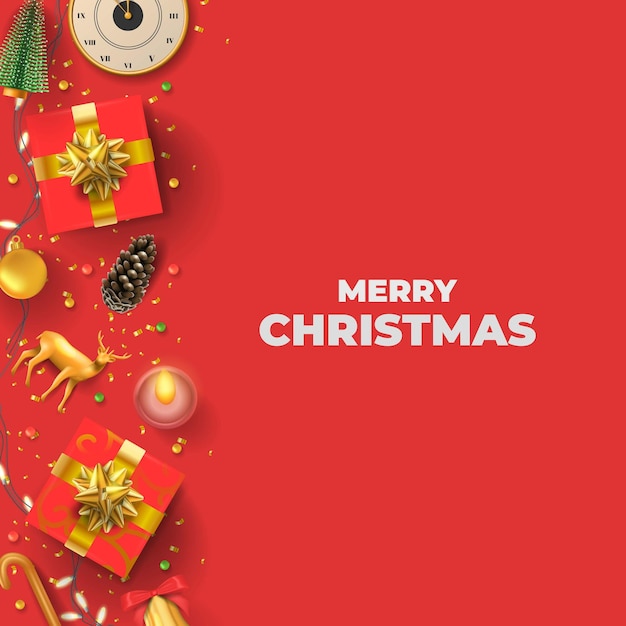 Merry christmas realistic vector decoration background