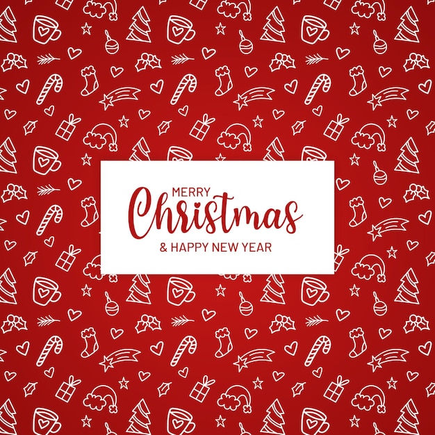 Merry Christmas red background and seamless  pattern