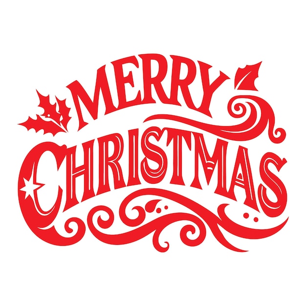 merry christmas red color vector illustration