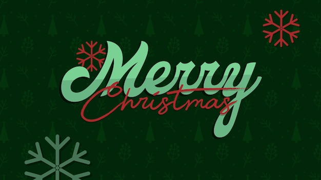 Vector merry christmas red green flat design