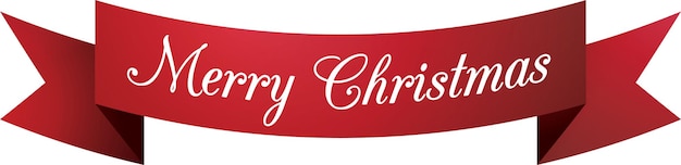 Vector merry christmas red ribbon banner