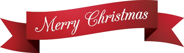 Vector merry christmas red ribbon banner