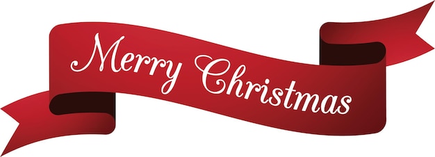 Merry christmas red ribbon banner