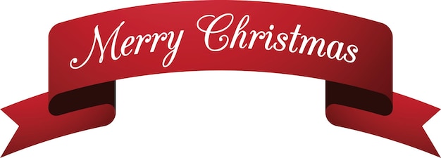 Vector merry christmas red ribbon banner