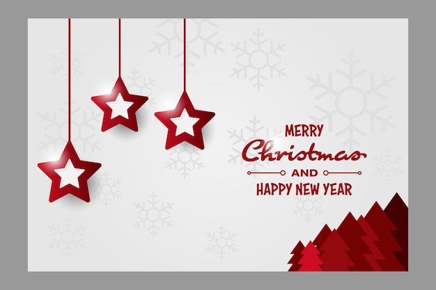 Merry Christmas Red Stars Greeting Card