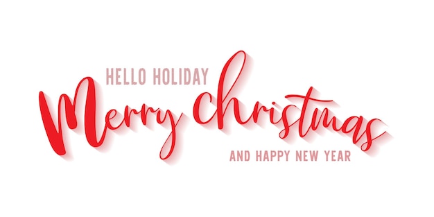 MERRY CHRISTMAS red text with shadow on white background