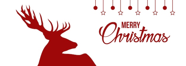 Merry Christmas reindeer and ornaments banner background