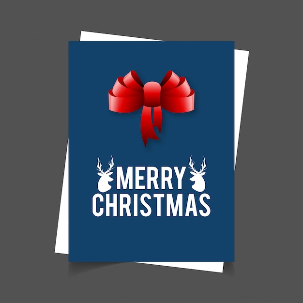 Vector merry christmas reindeer and ribbon banner background