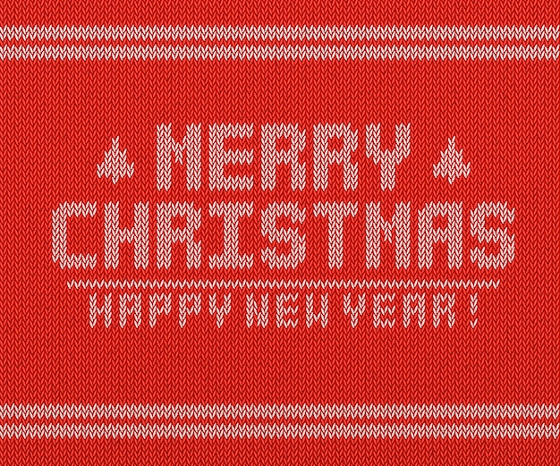 Merry christmas retro card with cross stitch.