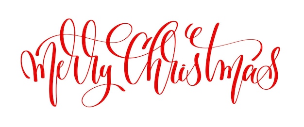 Merry christmas rode hand belettering inscriptie op wintervakantie