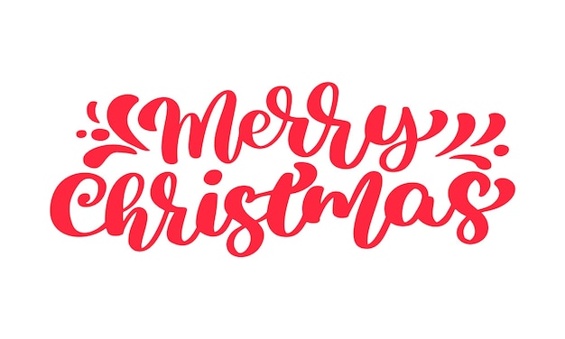 Merry Christmas rode vector tekst kalligrafische belettering kaart ontwerpsjabloon. Creatieve typografie voor vakantiegroet