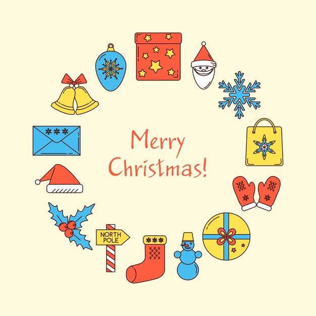 Vector merry christmas round banner