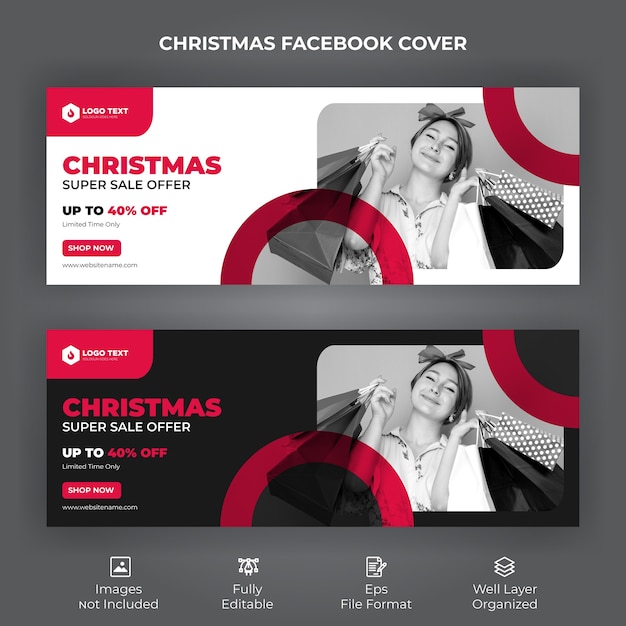 Merry christmas sale aanbieding facebook cover banner