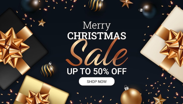 Vector merry christmas sale banner design