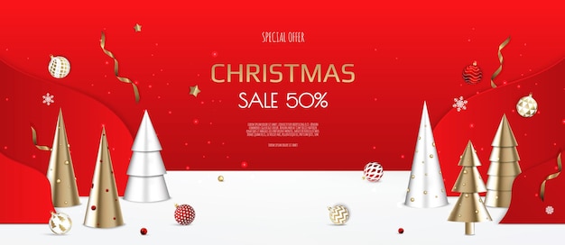 Merry christmas sale banner template. greeting card, banner, poster, header for website.