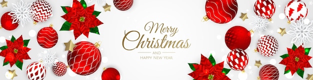 Merry Christmas sale banner template. Greeting card, banner, poster, header for website