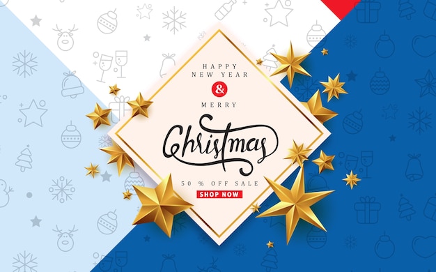 Merry christmas sale banner template