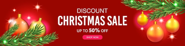 Vector merry christmas sale discount banner