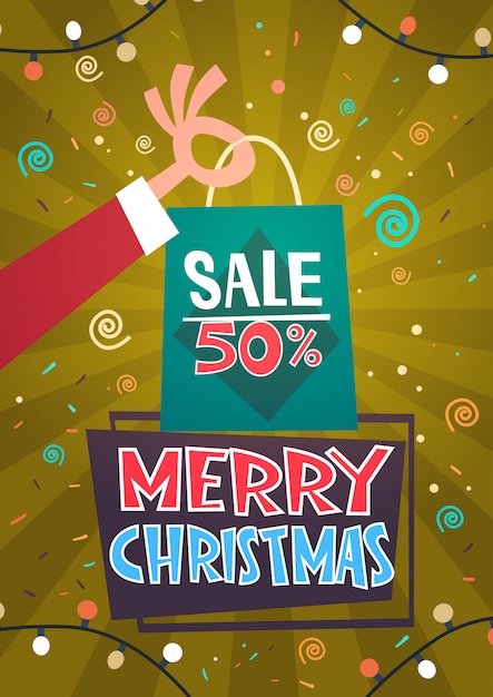Vector merry christmas sale discount seizoensgebonden promotie happy new year winter holiday presents shopping concept