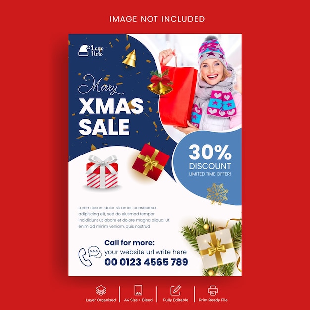 Merry christmas sale flyer template background design