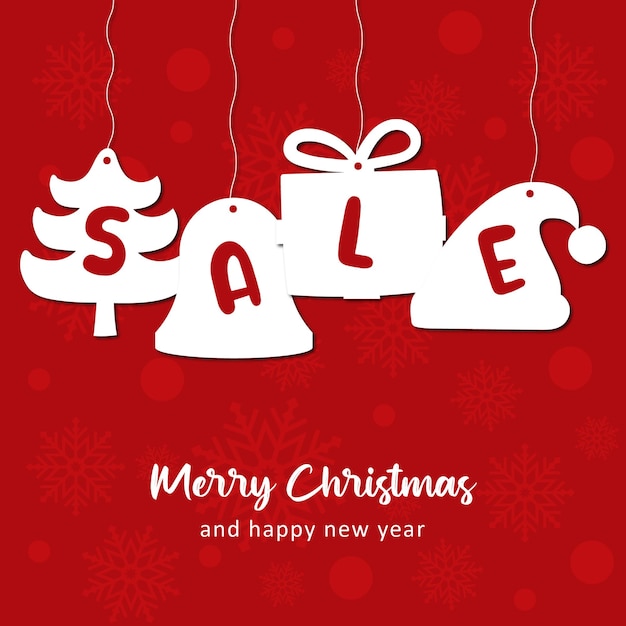 Merry Christmas sale promotie poster banner met kerstversiering