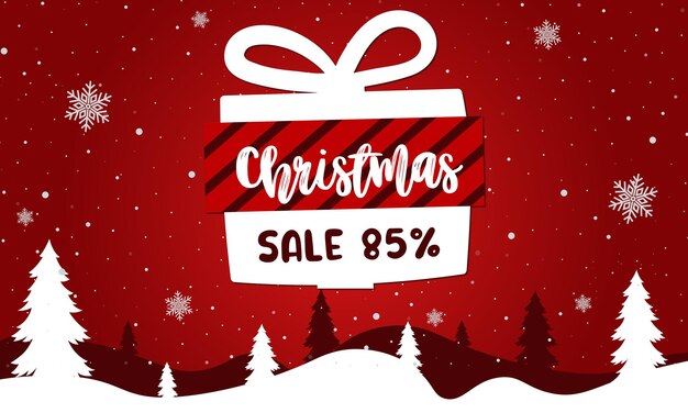 Merry Christmas sale promotion poster banner with christmas decoration