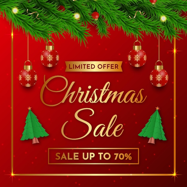 Merry christmas sale social media banner post design or flyer
