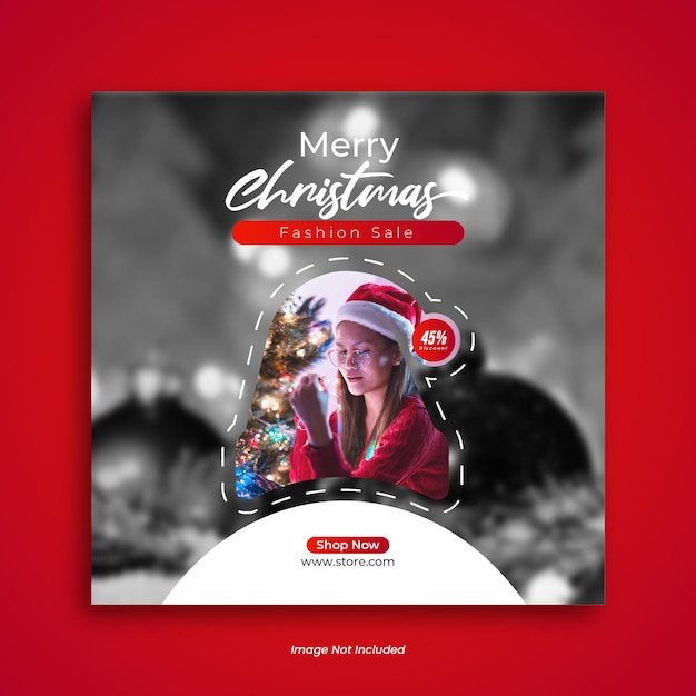 Vector merry christmas sale social media post design or instagram post template