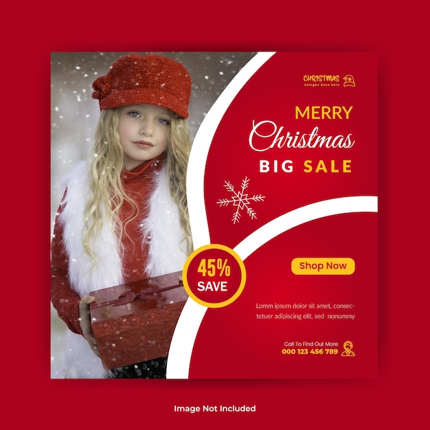 메리 크리스마스 판매 소셜 미디어 게시물 디자인 또는 웹 배너 게시물 템플릿
