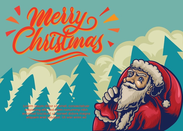 Merry christmas santa claus retro ontwerp achtergrond