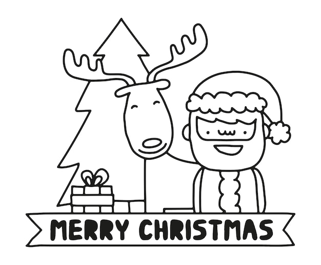 Merry christmas santa en rendieren vectorillustratie