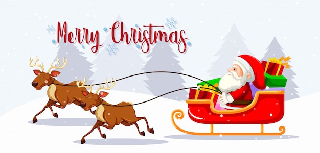 merry christmas santa on sleigh