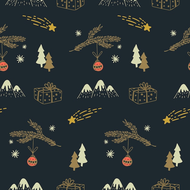 merry christmas seamless doodle pattern