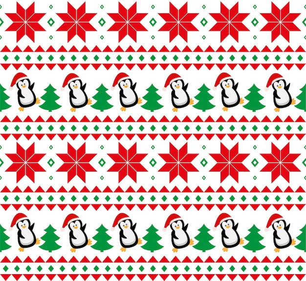 Merry christmas seamless pattern with penguins,in vector. eps 10