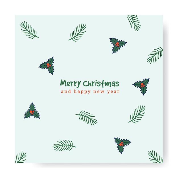 Merry Christmas Season Greeting Card Invitation with hand drawn vector template Ready to Print