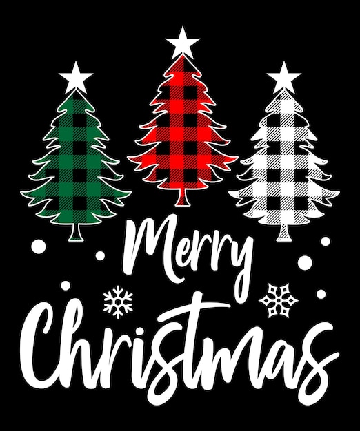 Merry Christmas shirt print template, Xmas tree Plaid pattern vector illustration Christmas element