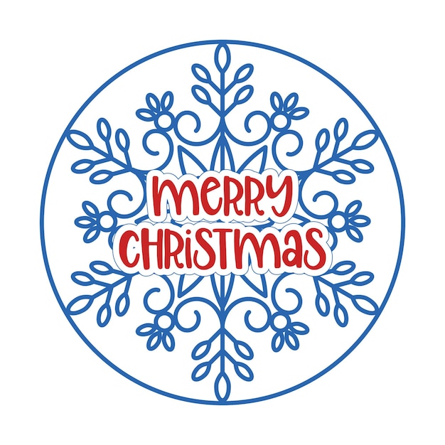 Merry Christmas sign on a snowflake background